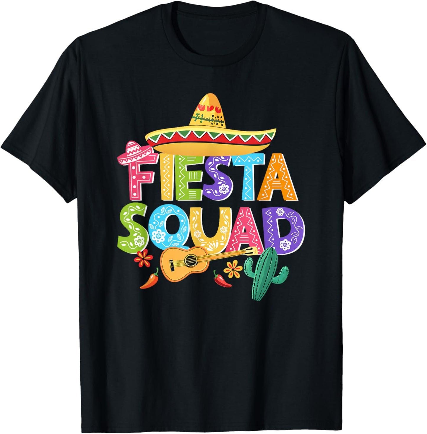 Fiesta Squad Cinco De Mayo Matching Family Mexican Party T-Shirt - T-Shirt | Black