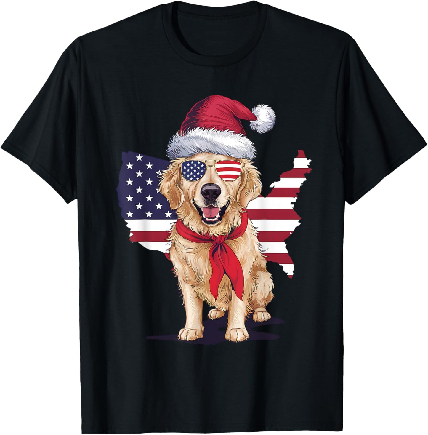 Golden Retriever American Flag 4th Of July Patriotic USA T-Shirt - T-Shirt | Black