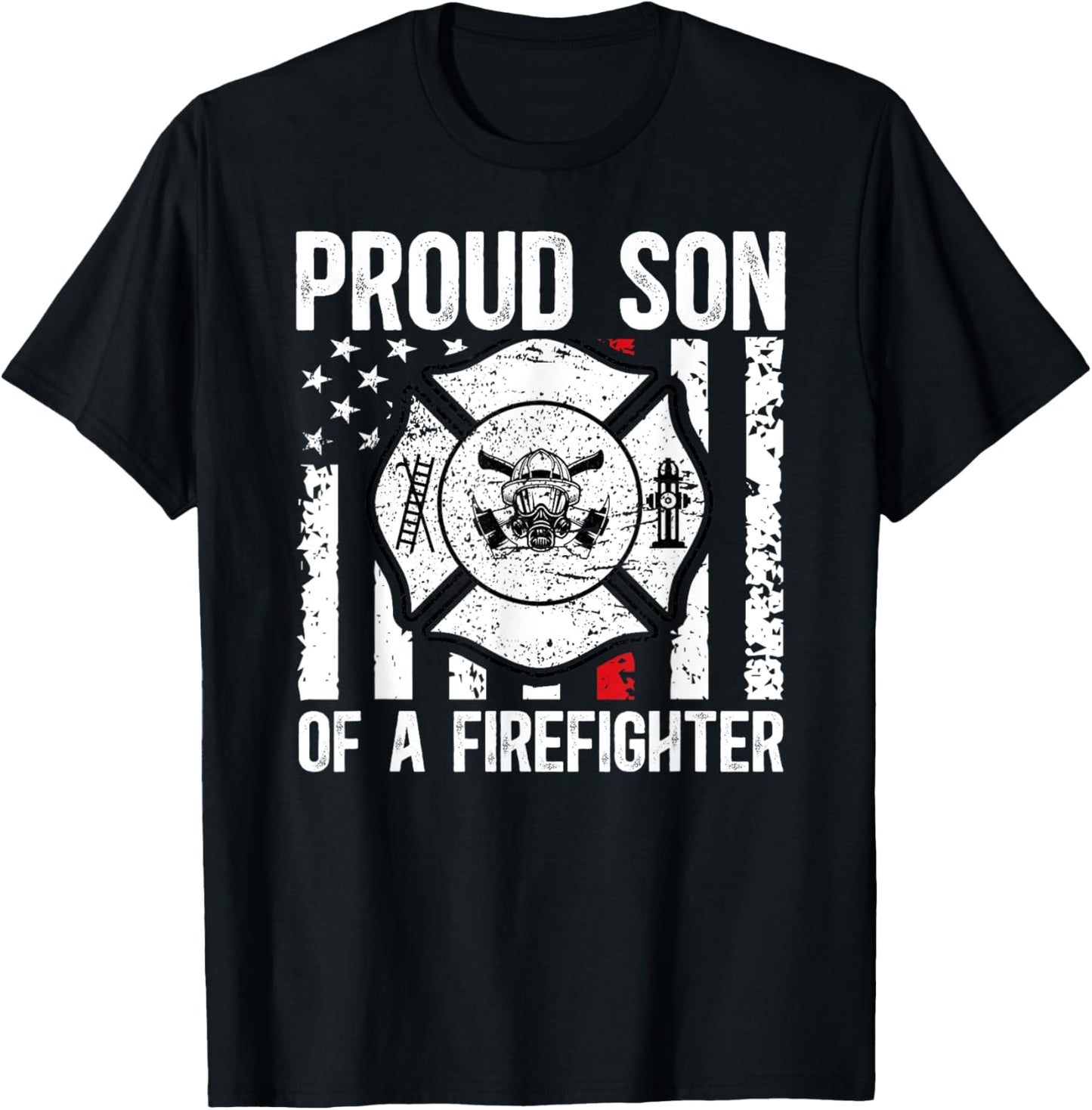 Proud Son Of A Firefighter Son Fireman Son Fire Son T-Shirt - T-Shirt | Black