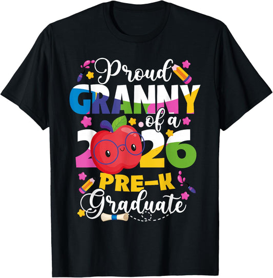 Proud Granny of 2026 Pre-K Graduate Mothers Day Graduation T-Shirt - T-Shirt | Black