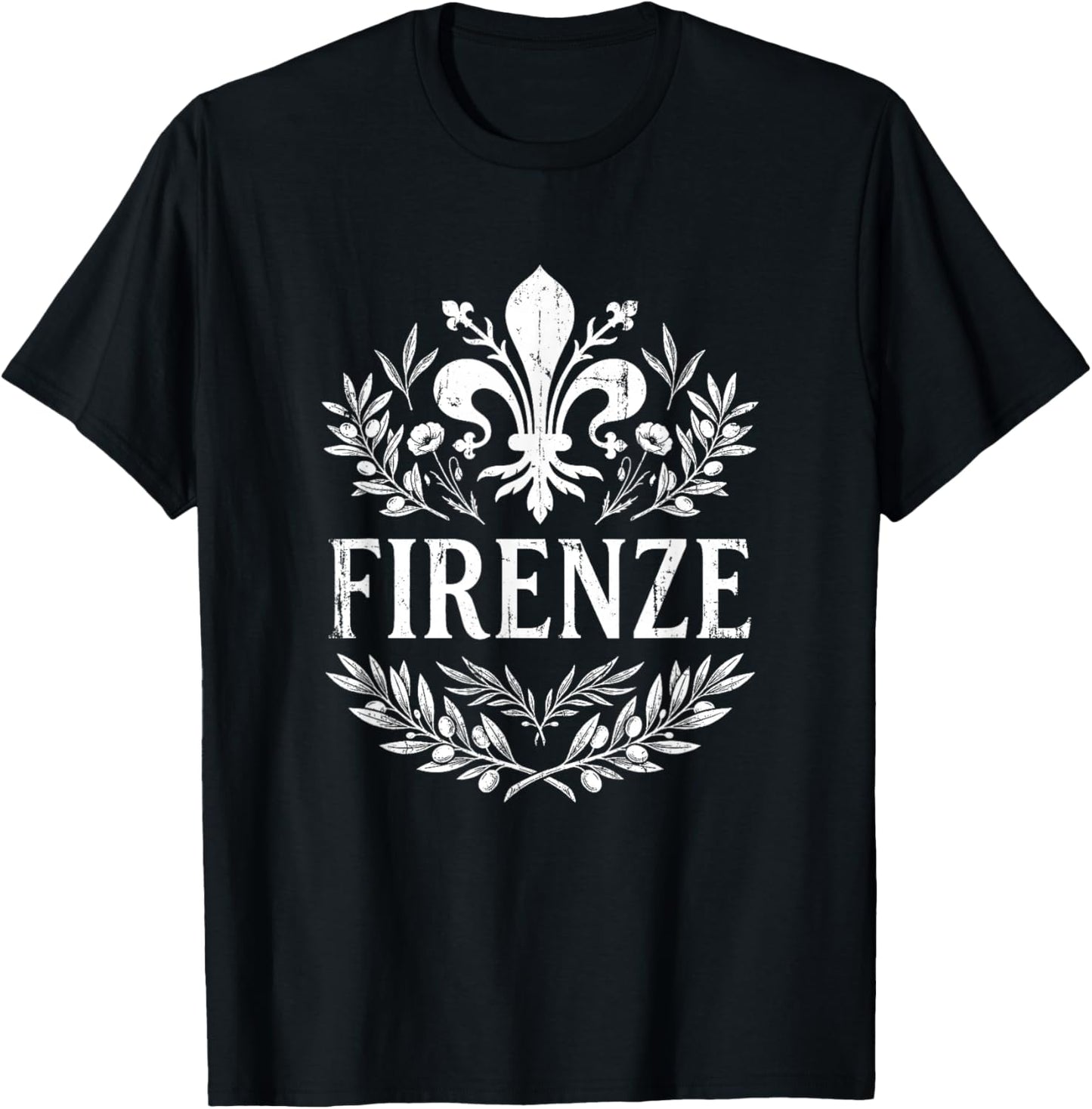 Firenze Florence Florentine Lily Vintage Italy Souvenir T-Shirt - T-Shirt | Black