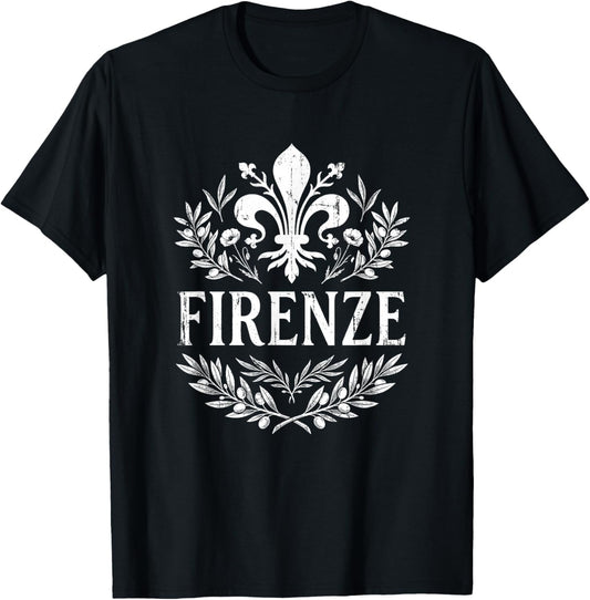 Firenze Florence Florentine Lily Vintage Italy Souvenir T-Shirt - T-Shirt | Black