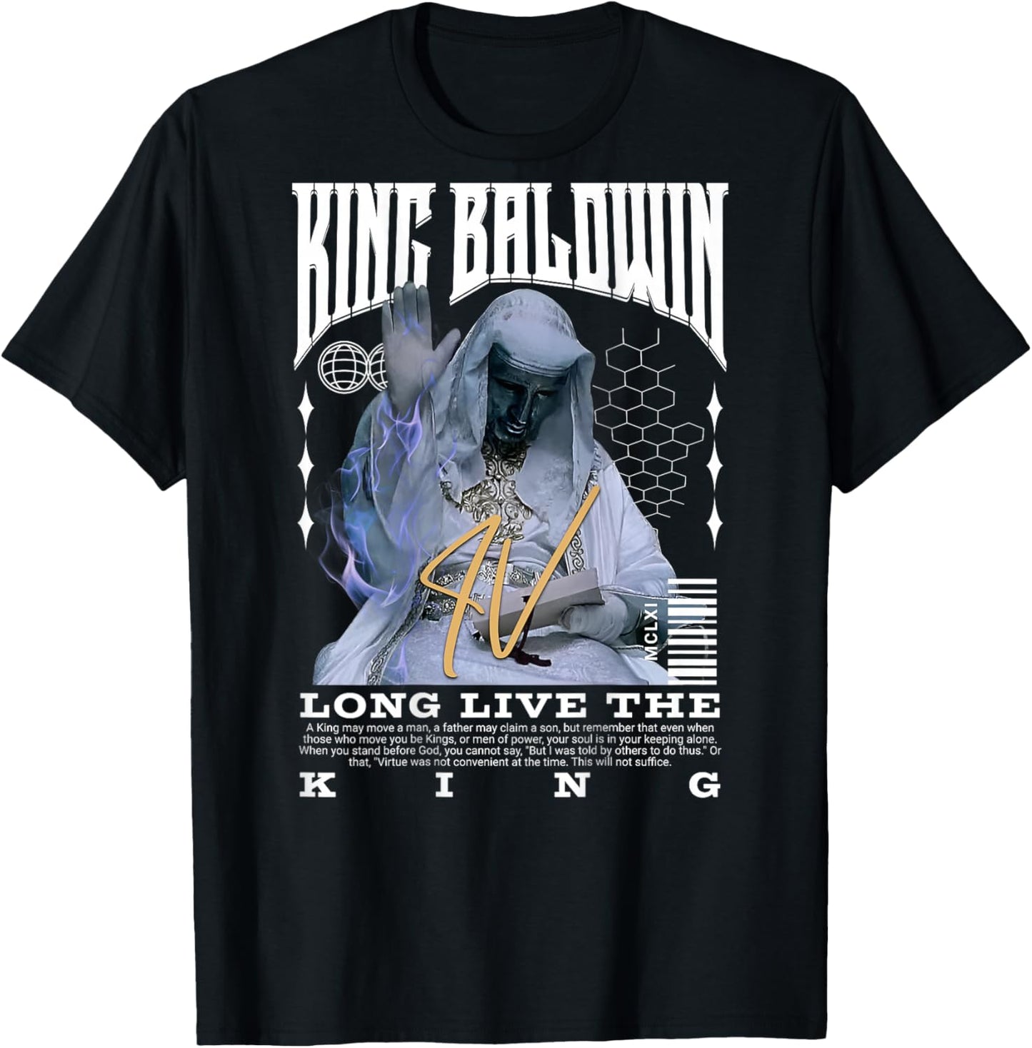 Backprint King Baldwin IV T-Shirt - T-Shirt | Black