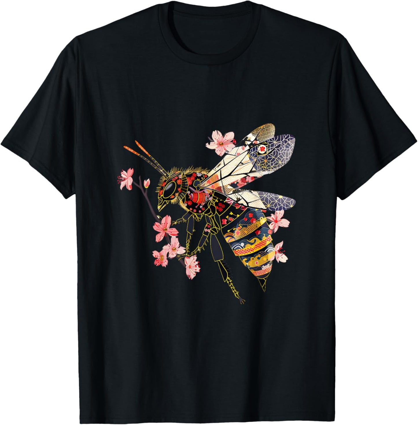 Giant Hornet Japanese Origami Hornets Cherry Blossom T-Shirt - T-Shirt | Black