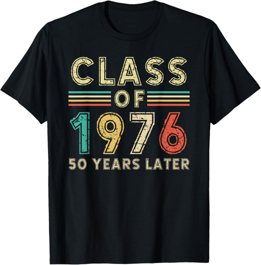 Vintage 50th Class of 1976 Reunion Alumni Graduation Party T-Shirt - T-Shirt | Black