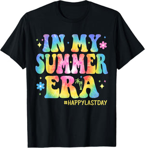 Tie Dye In My Summer Era Last Day of School Teacher Summer T-Shirt - T-Shirt | Black