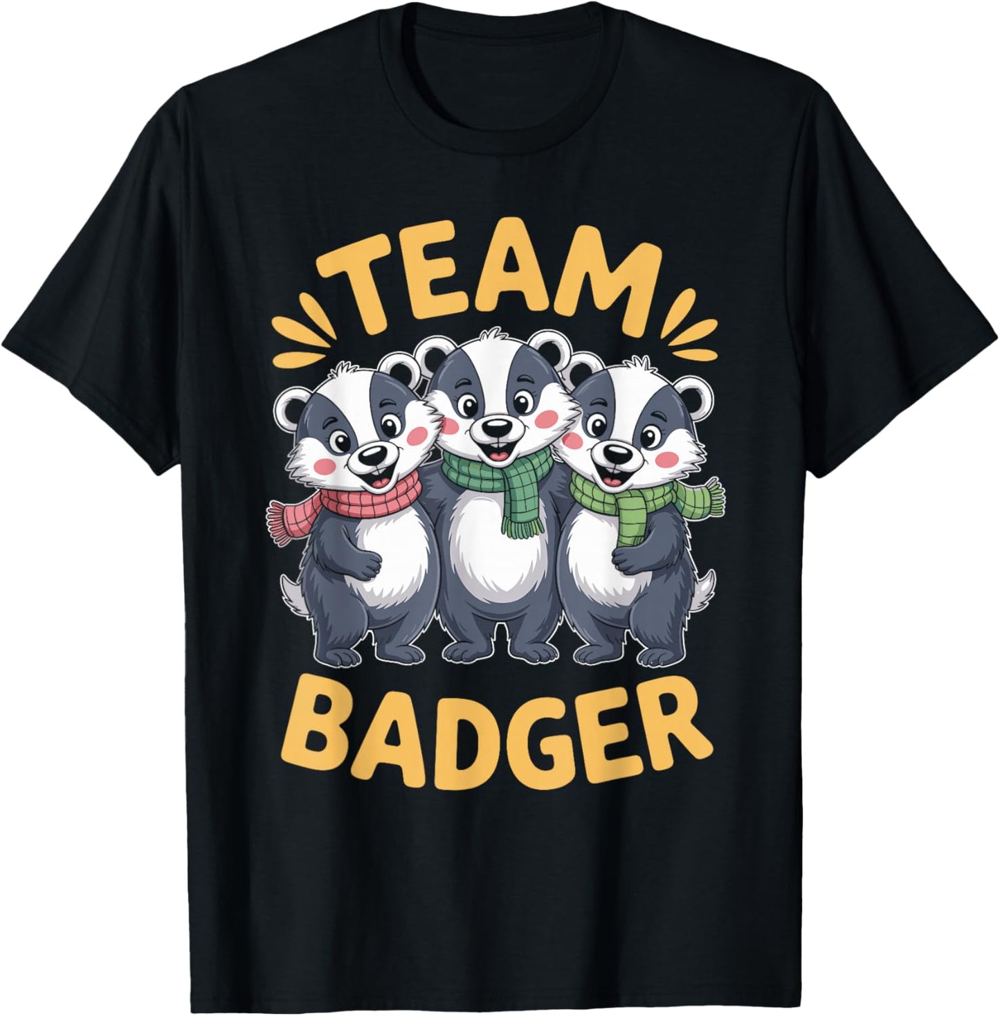 Team Badger Funny Cartoon Animal Themed Family Cute Forest T-Shirt - T-Shirt | Black