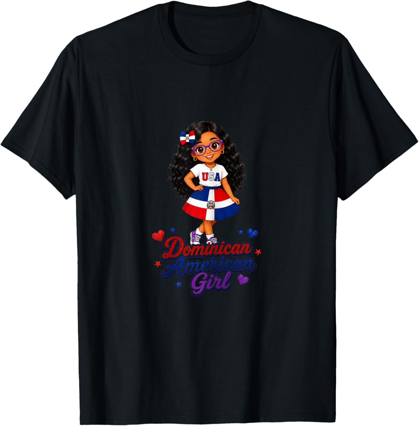 Multi Cultural Day Dominican American Girl Pride Graphic T-Shirt - T-Shirt | Black