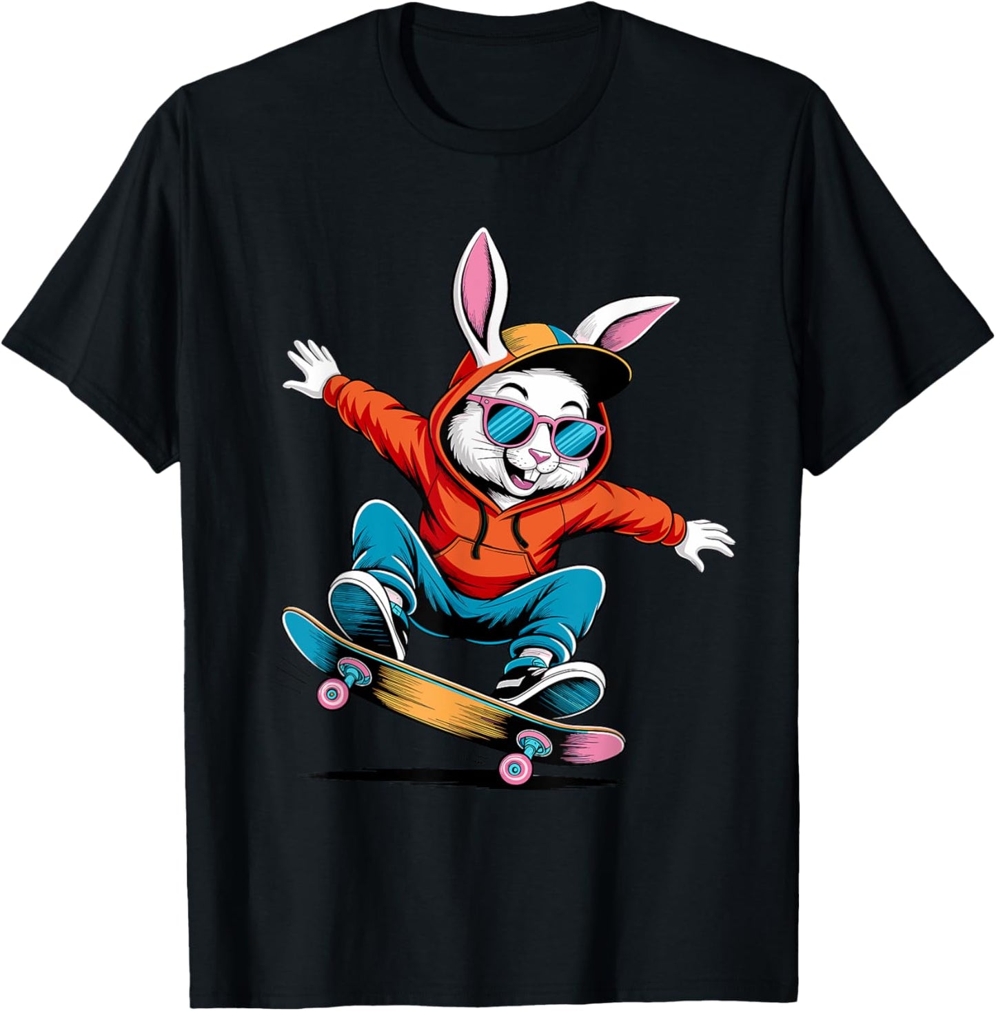 Happy Easter Bruh Skateboarding Bunny Easter Toddler Kids T-Shirt - T-Shirt | Black