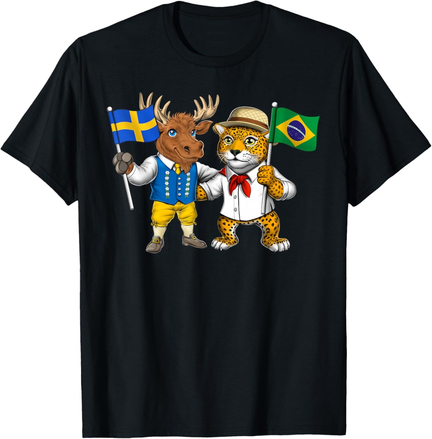 Sweden Brazil Flag Swedish Roots Proud Brazilian Heritage T-Shirt - T-Shirt | Black