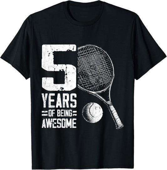 5th Birthday Boys Tennis Player Tennis 5 Years Old T-Shirt - T-Shirt | Black