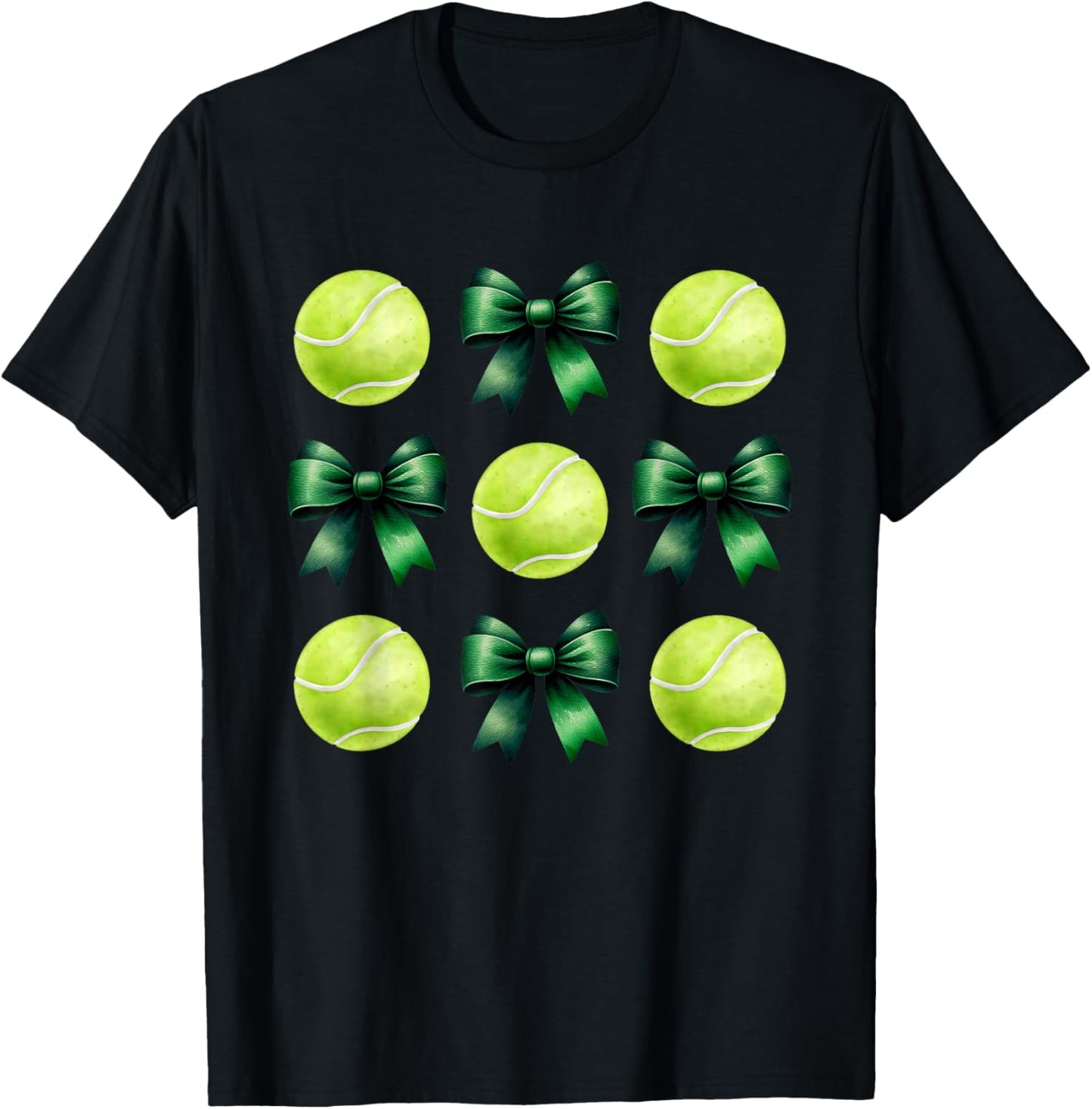 Tennis Balls & Green Bows for Girls School Tennis Mom Women T-Shirt - T-Shirt | Black