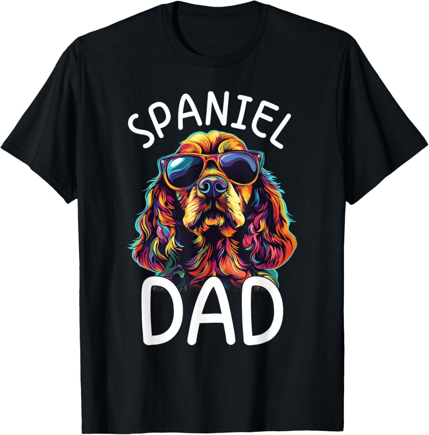 Cocker Spaniel Lovers Color Pop Art Cocker Spaniel Dad T-Shirt - T-Shirt | Black