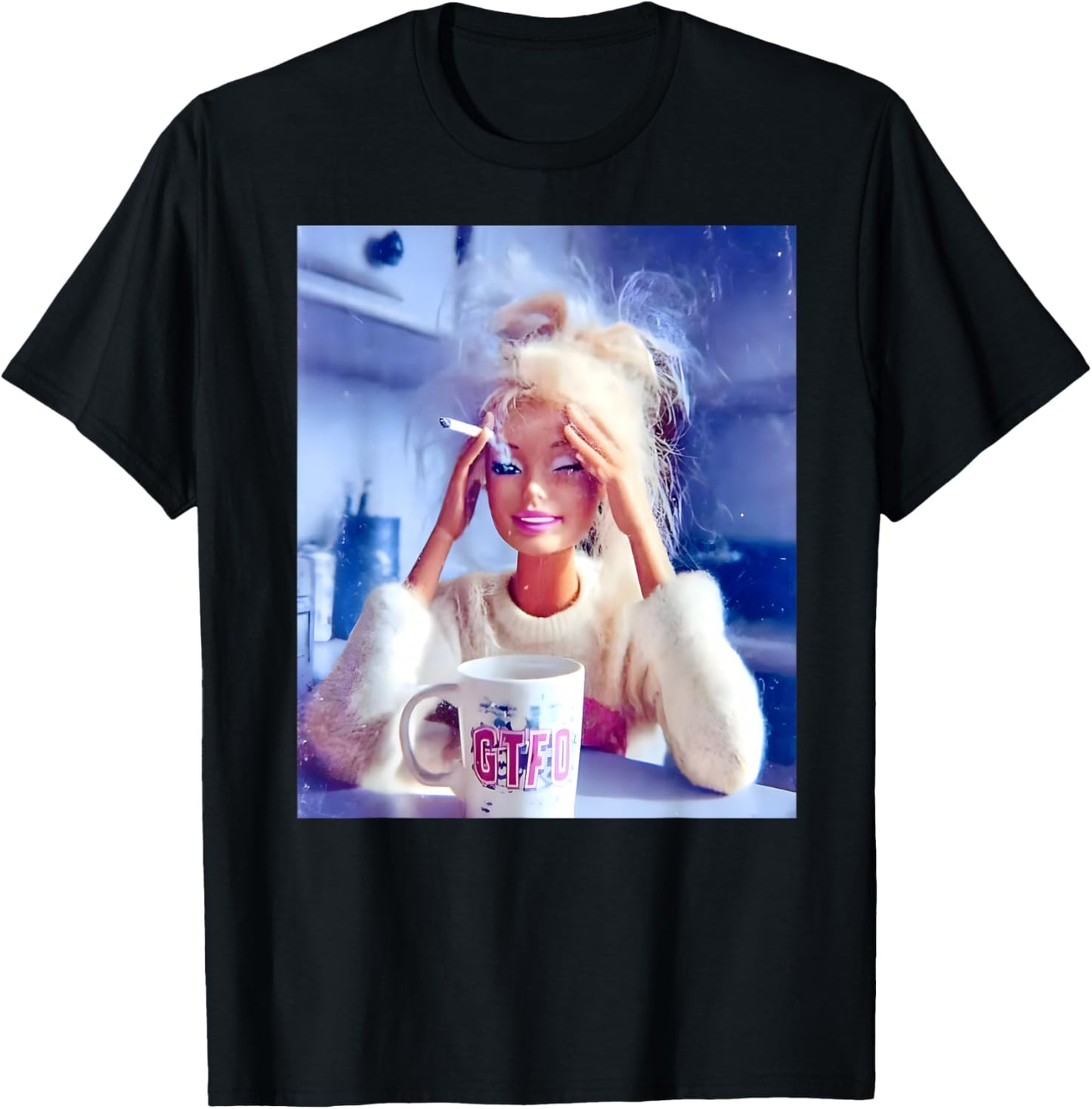 Distressed Doll Face Meme T-Shirt - T-Shirt | Black