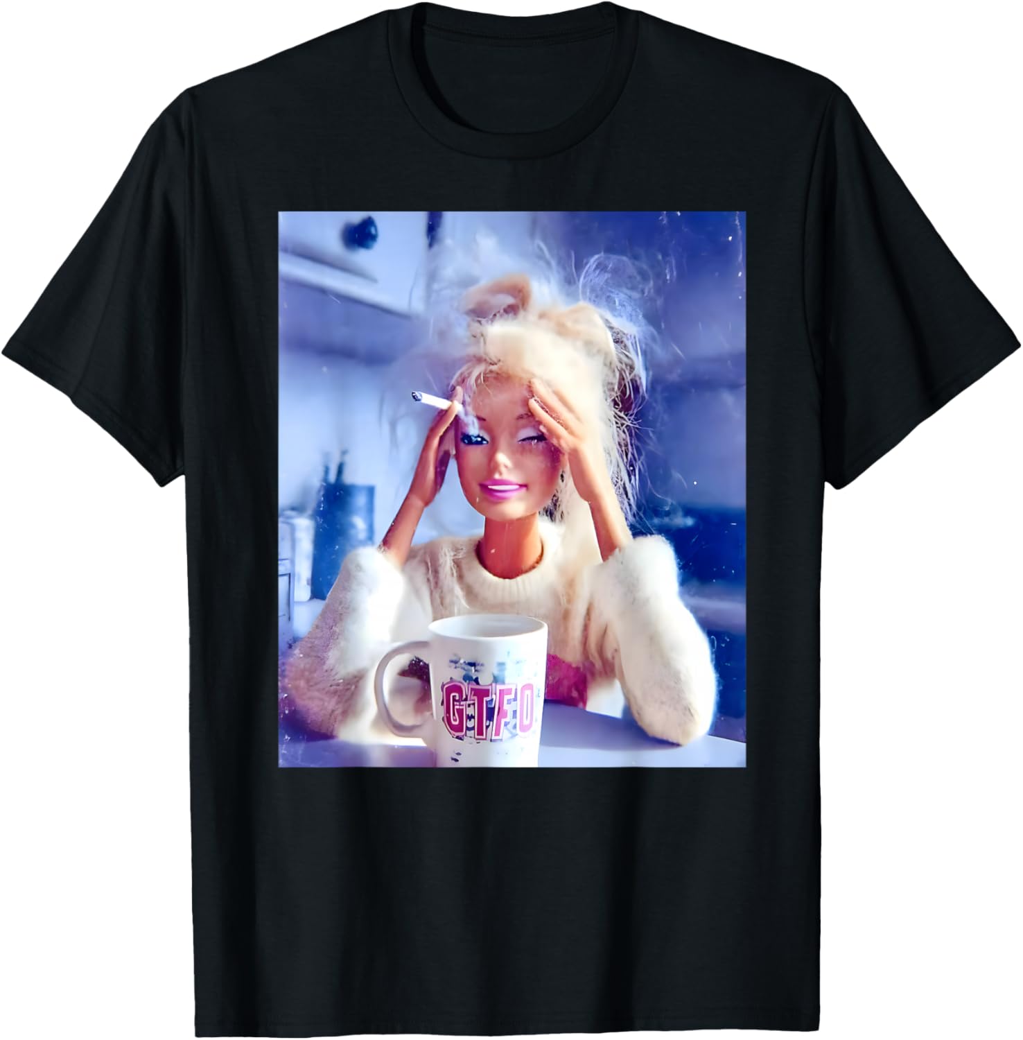 Distressed Doll Face Meme T-Shirt - T-Shirt | Black