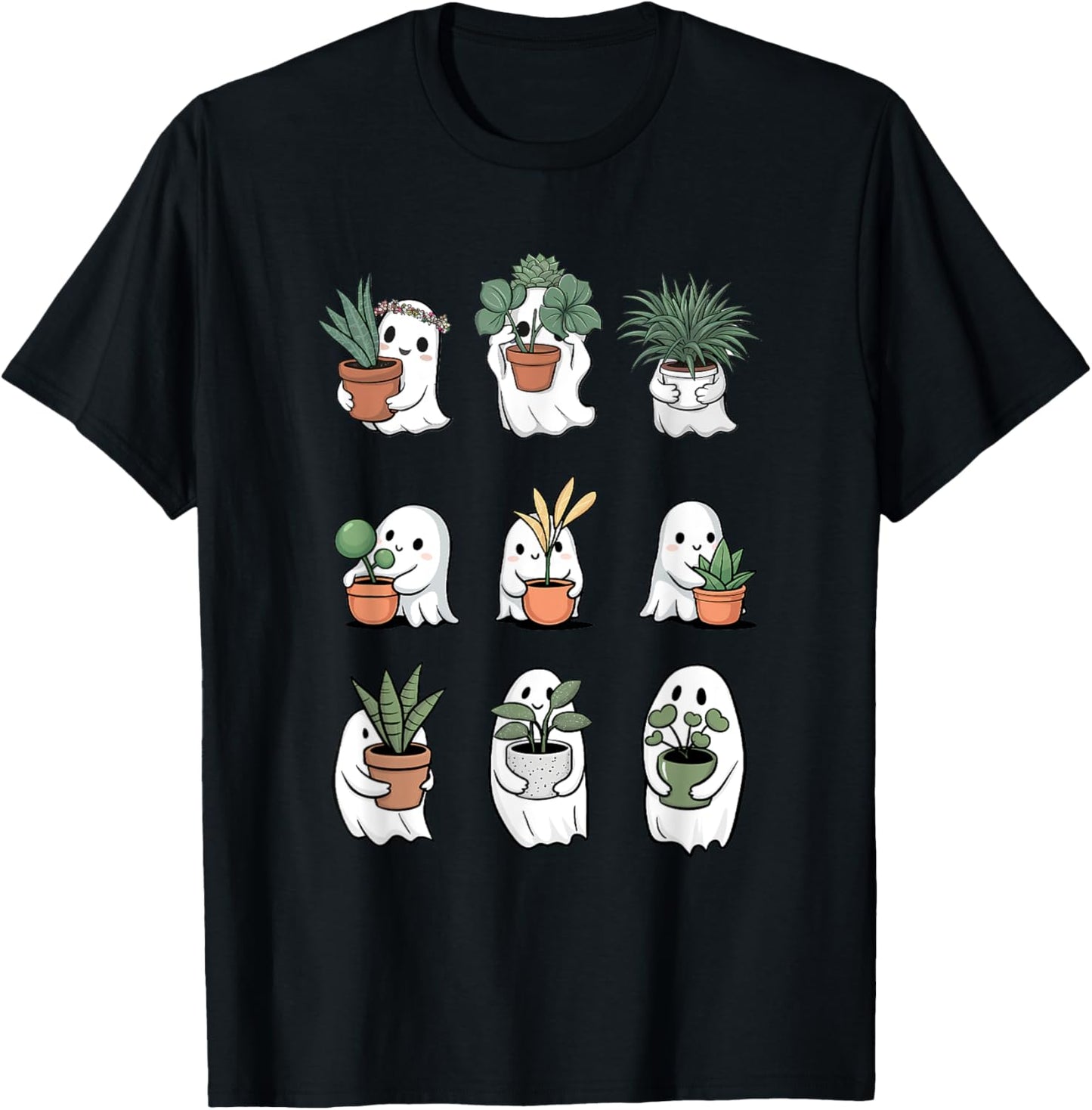 Ghost Plant Lady Halloween Ghostly Gardening Lovers Plant T-Shirt - T-Shirt | Black