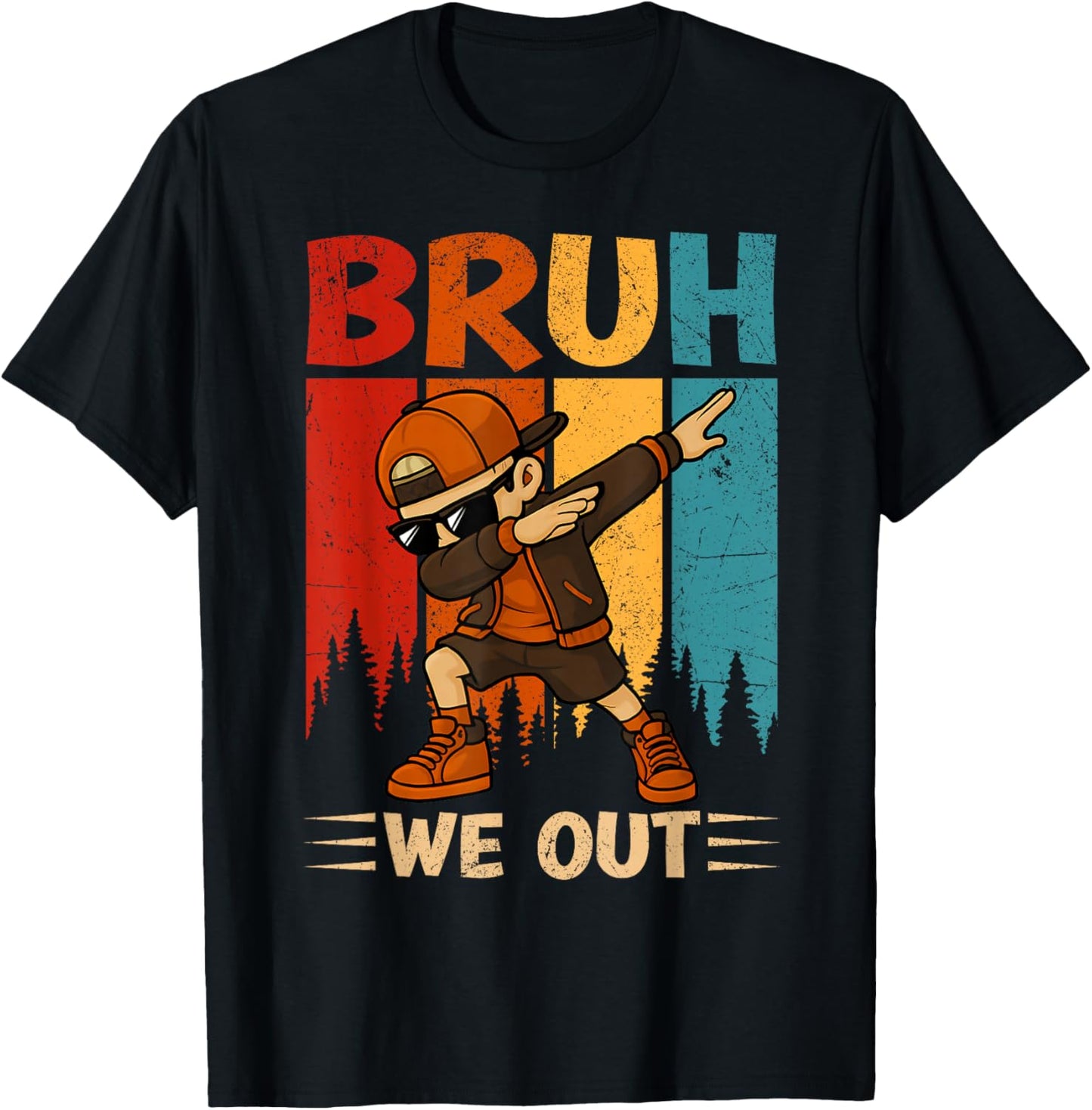 Dabbing Boy Bruh We Out Last Day Of School Student Squad T-Shirt - T-Shirt | Black
