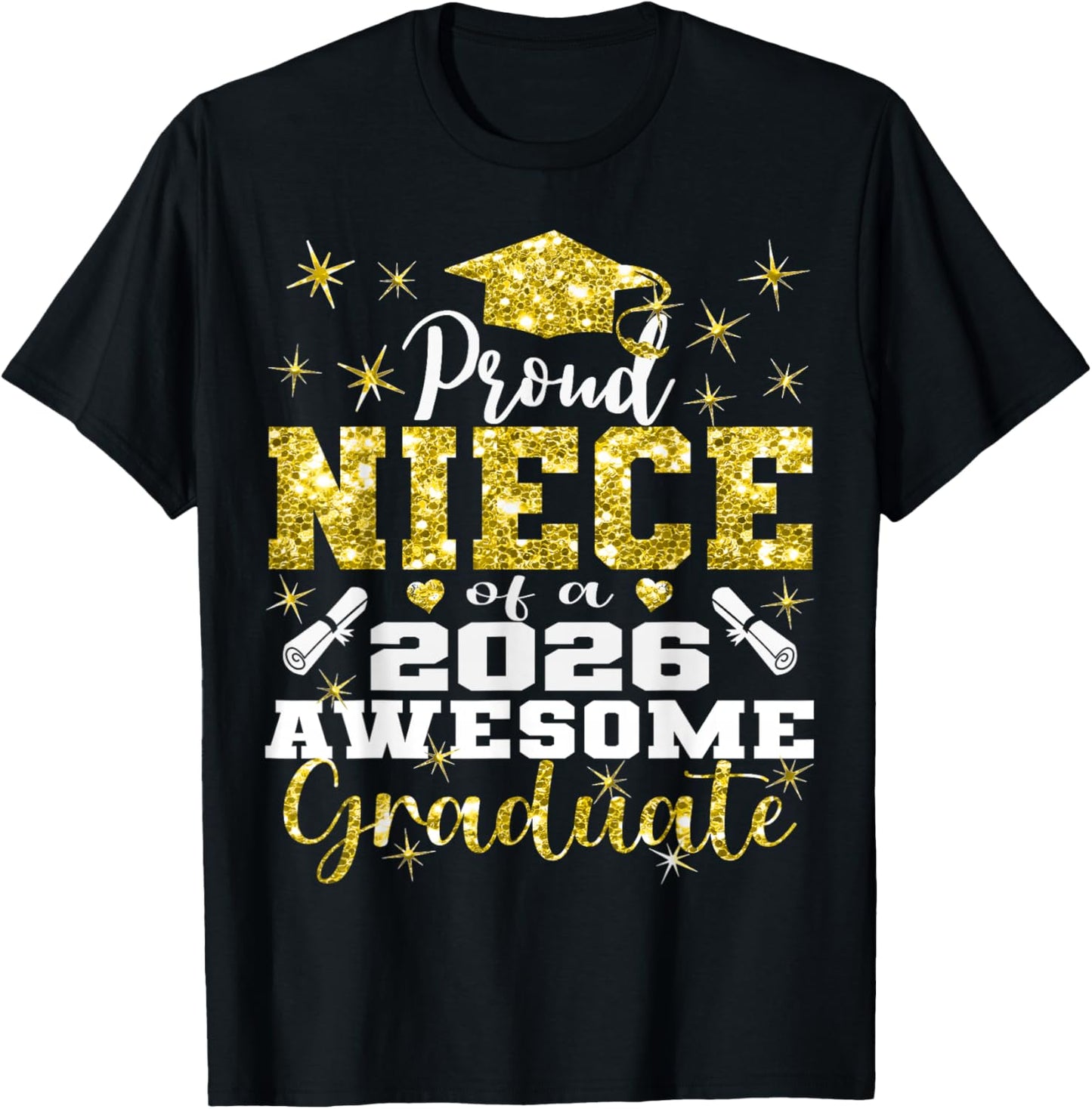 Super Proud Niece of 2026 Graduate Senior Graduation Family T-Shirt - T-Shirt | Black