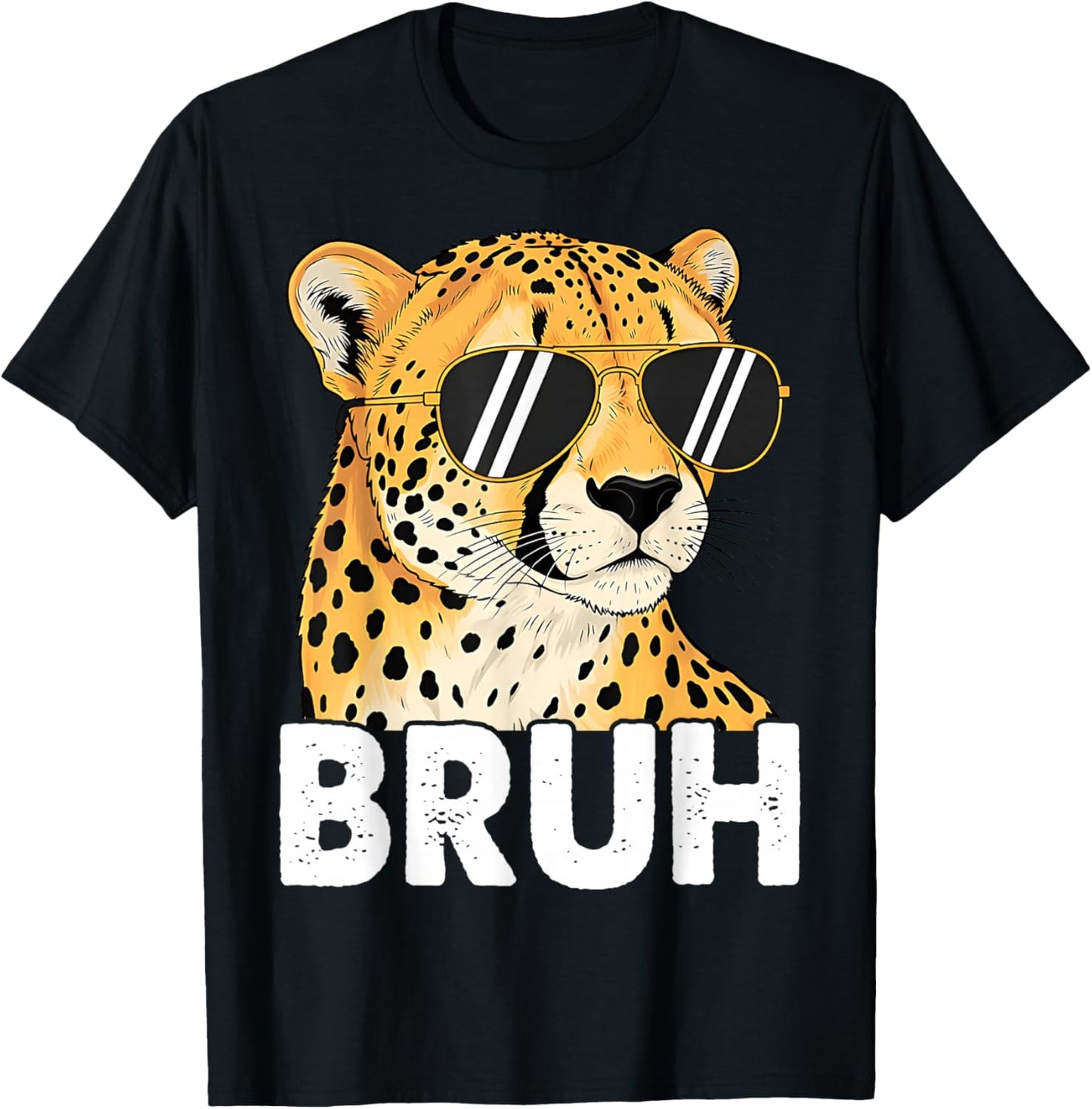 Bruh Cheetah Meme Men Boys Animal Print Kids T-Shirt - T-Shirt | Black