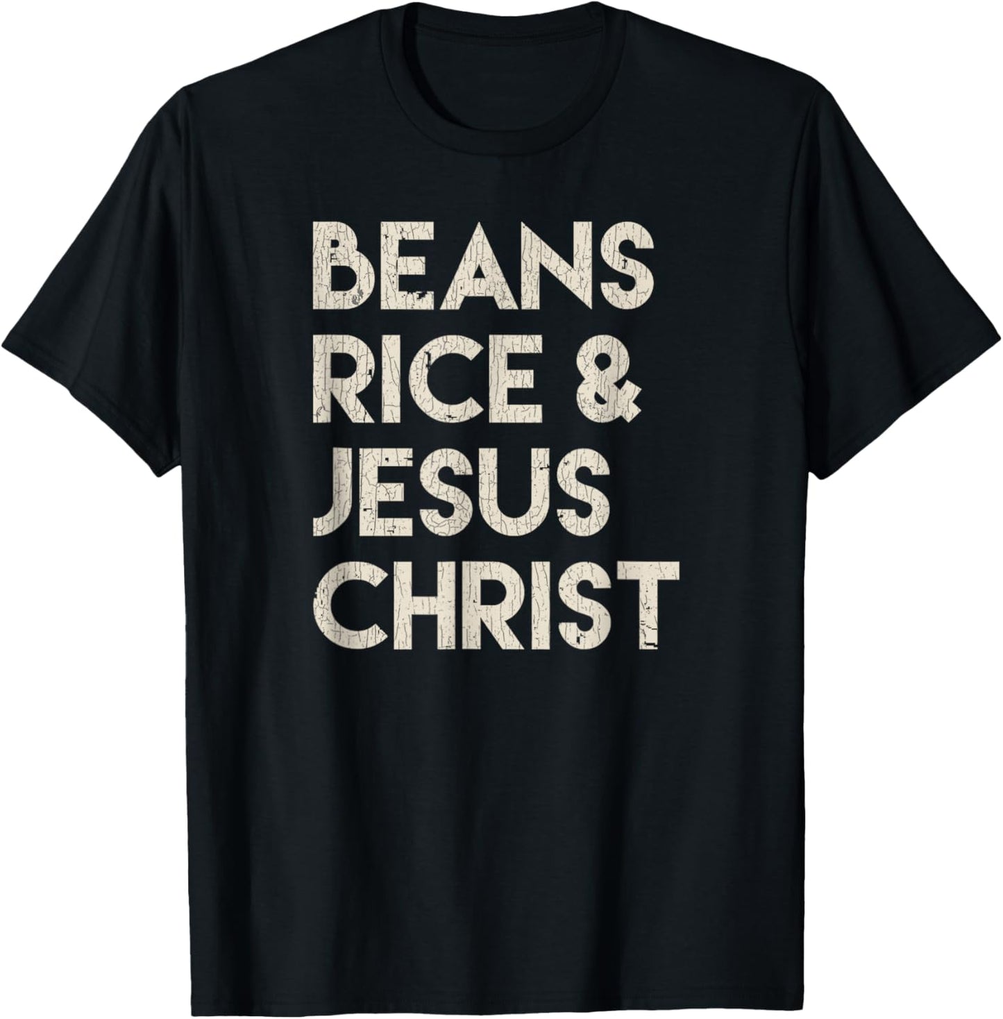 Vintage Retro Beans Rice & Jesus Christ T-Shirt - T-Shirt | Black