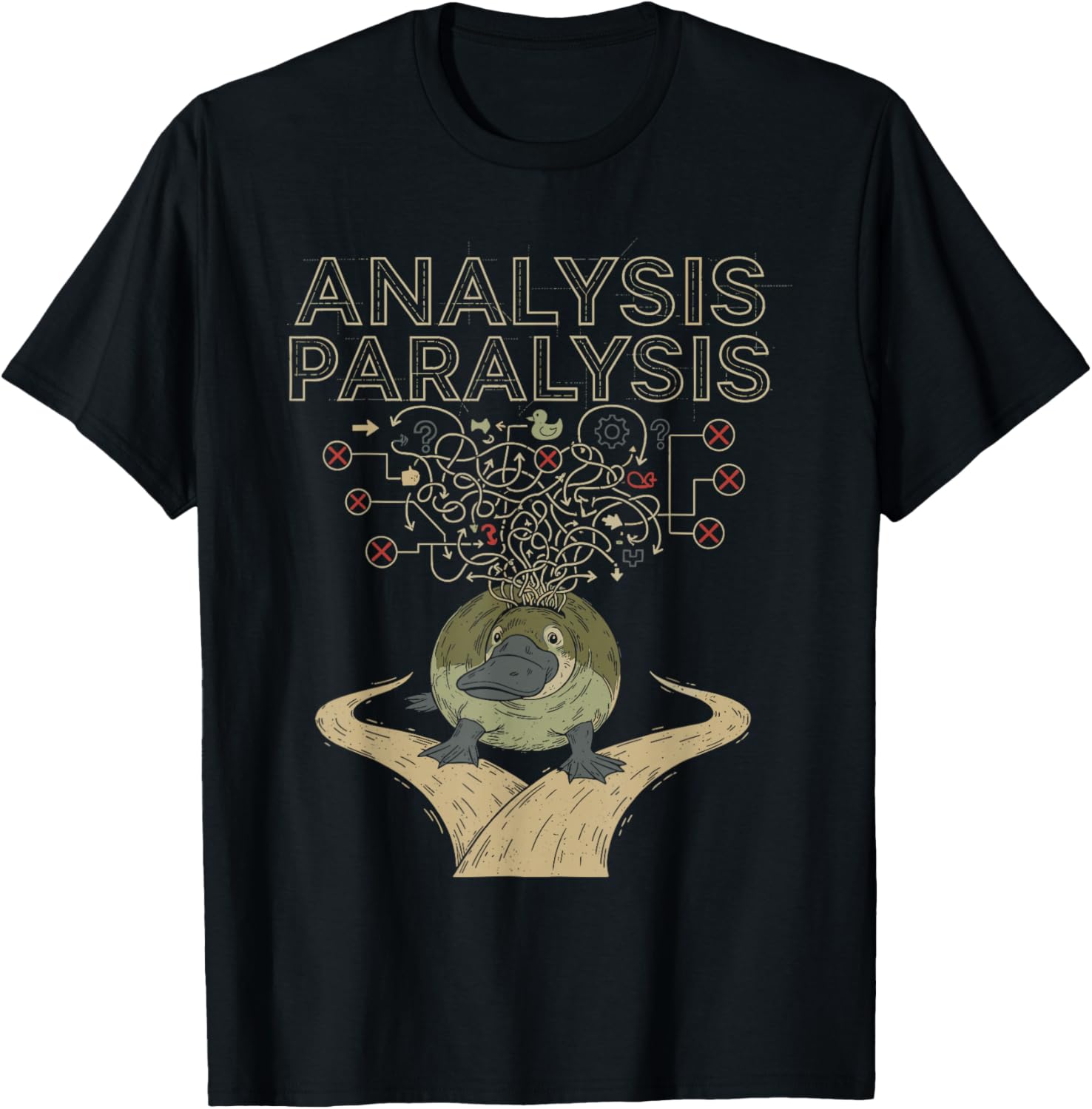Platypus Analysis Paralysis Humor Decision-Making T-Shirt - T-Shirt | Black