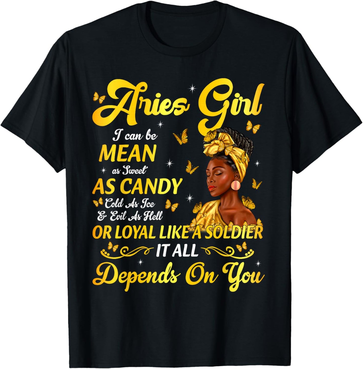 African American Birthday Black Women Aries Girl T-Shirt - T-Shirt | Black