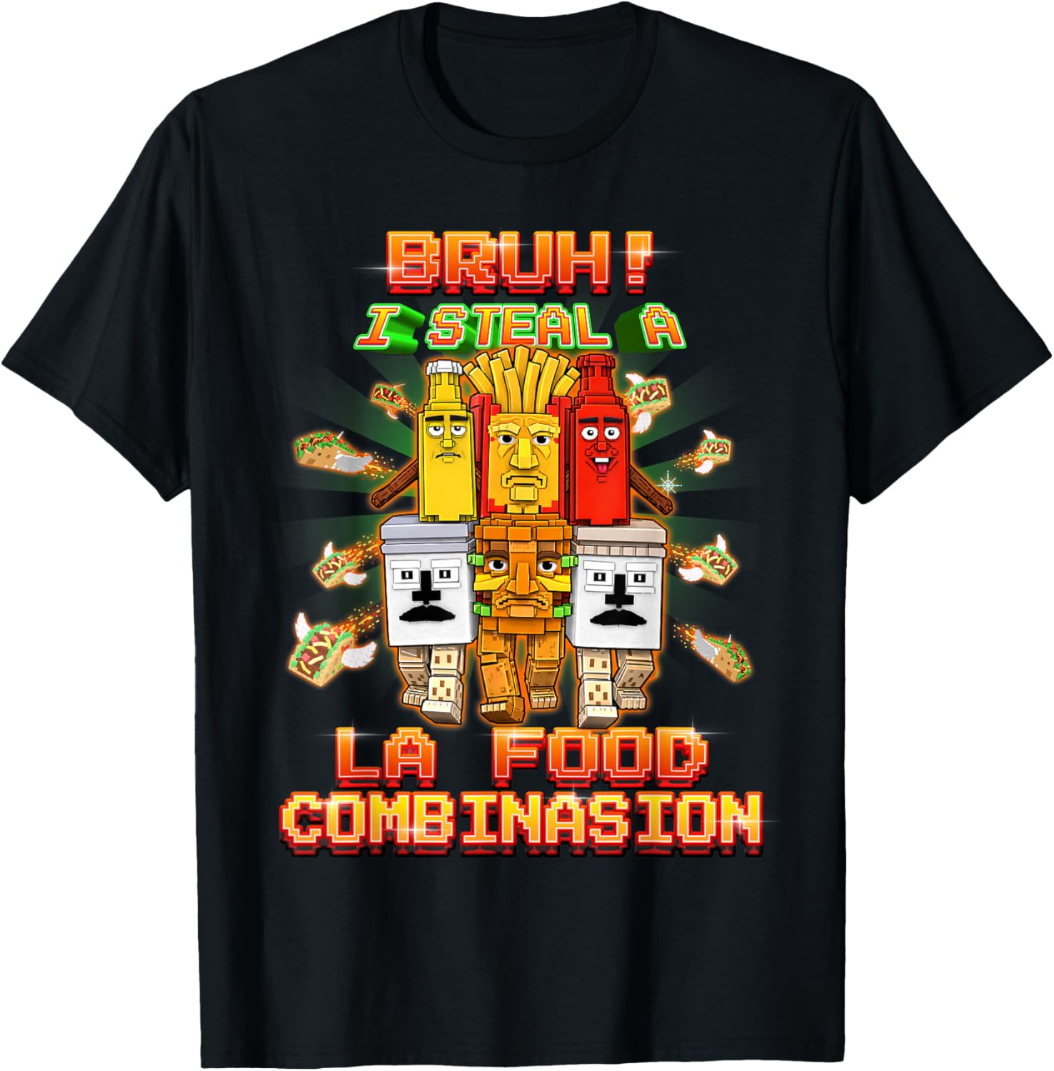 Funny La Food Combination Brainrot for Boys Kids Teens T-Shirt - T-Shirt | Black
