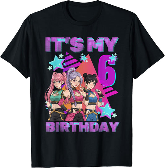 K-Pop K-Pop 6 Years Birthday Girl T-Shirt - T-Shirt | Black
