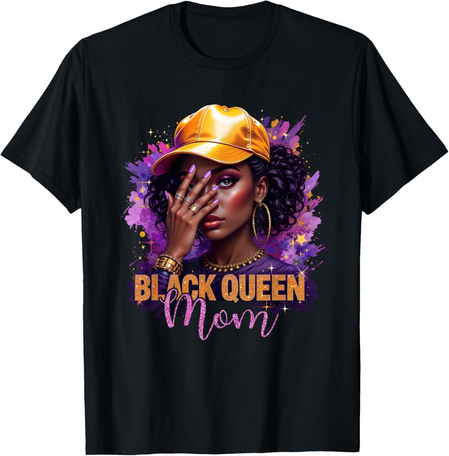 Black Queen Mom Happy Mothers Day Afro African American T-Shirt - T-Shirt | Black