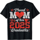 Proud mom Of Two 2025 Graduates Senior Class Of 2025 T-Shirt - T-Shirt | Black