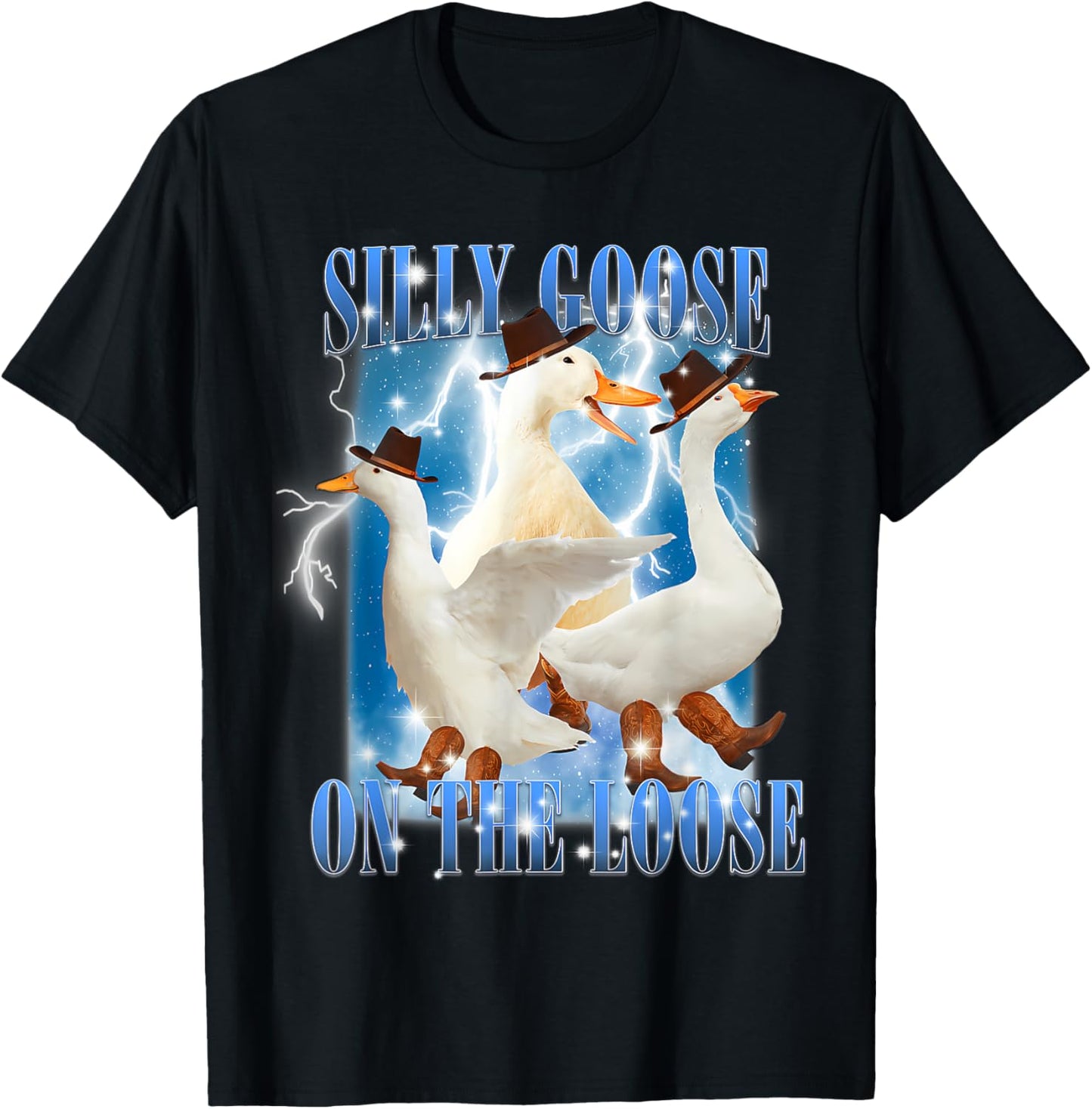 Retro Goose Aesthetic Trendy Meme Silly Goose On The Loose T-Shirt - T-Shirt | Black