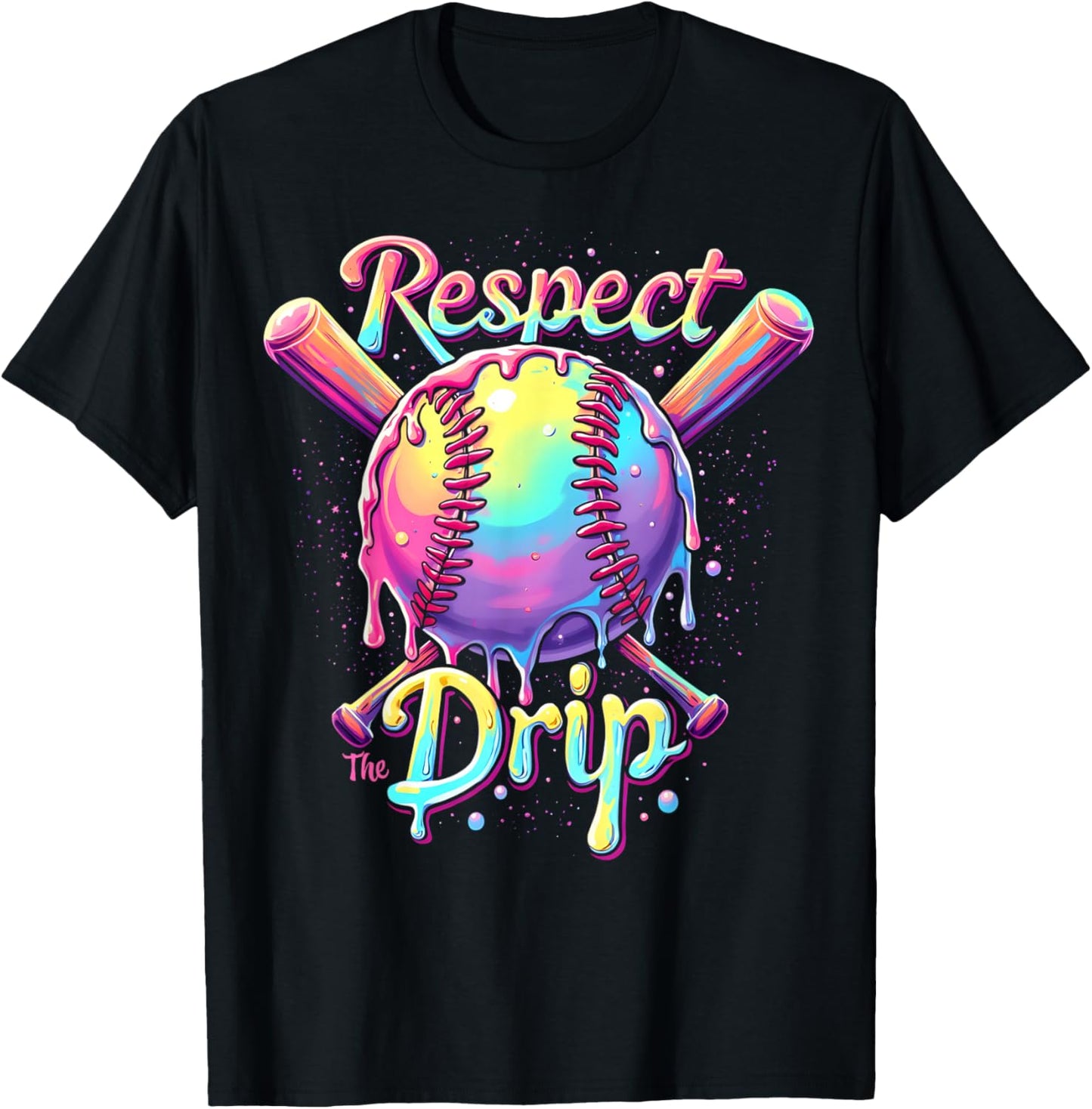 Baseball Drip Boys Ice Cream Drip Youth Respect The Drip T-Shirt - T-Shirt | Black
