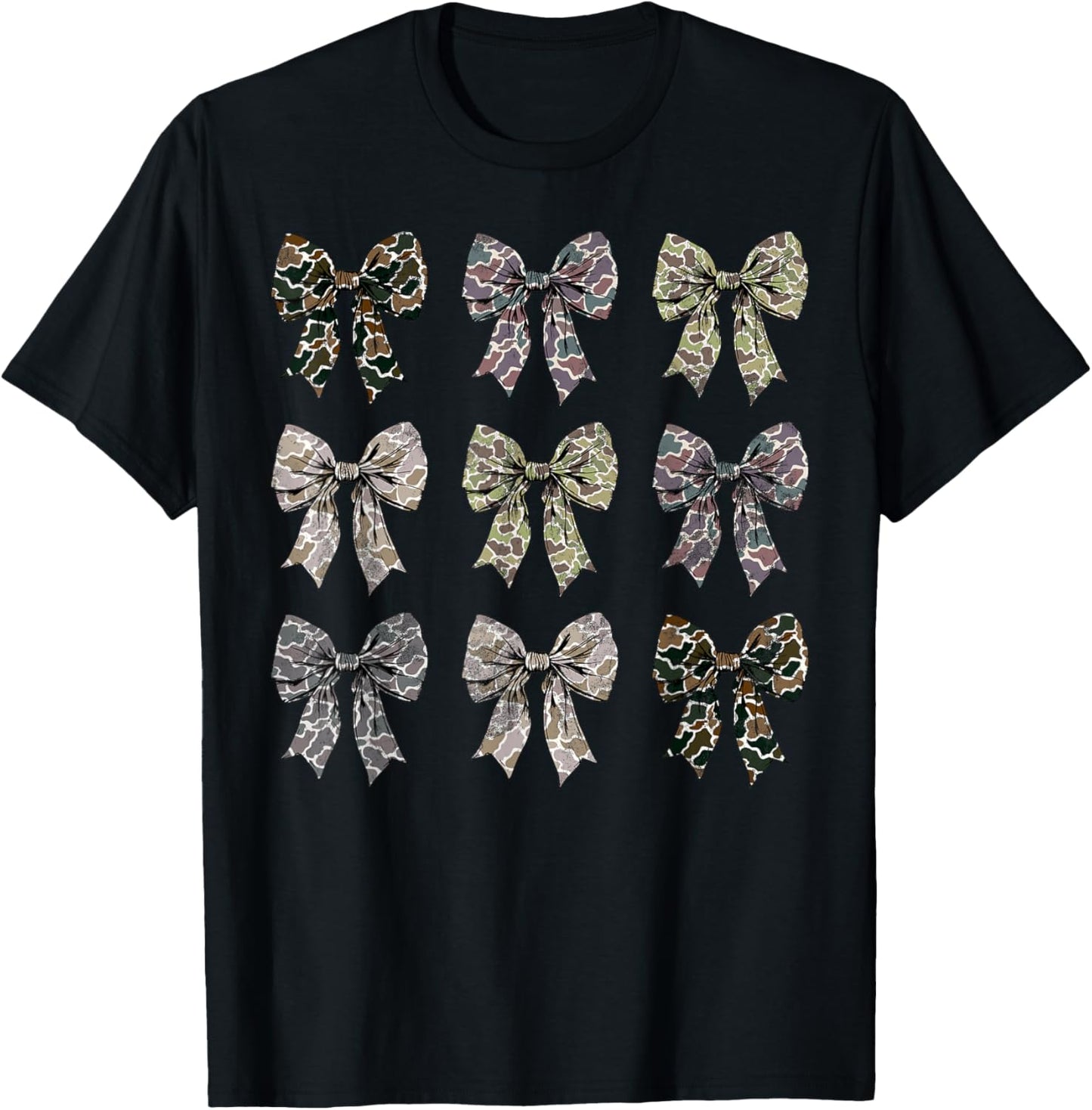 Camo Coquette Bow Duck Hunting Camouflage Girls Women T-Shirt - T-Shirt | Black