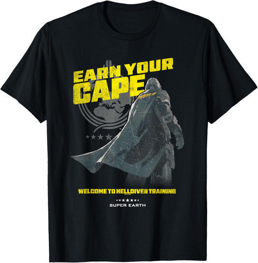 Helldivers 2 Win Your Cape Training Video Game T-Shirt - T-Shirt | Black