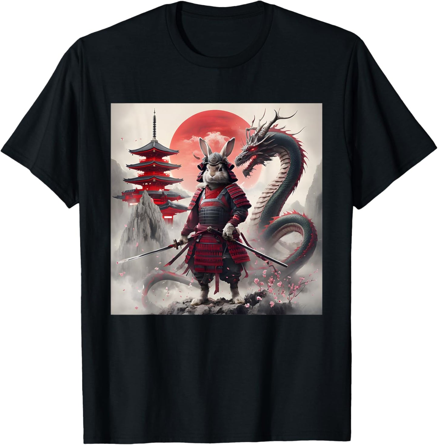 Samurai Bunny Rabbit Warrior Japanese Rabbit Ninja Easter T-Shirt - T-Shirt | Black