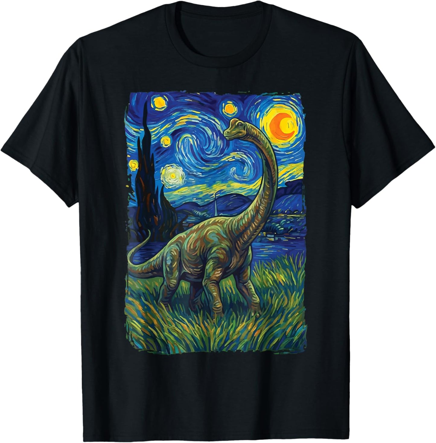 Brontosaure Nuit Étoilée Apatosaure T-Shirt - T-Shirt | Black