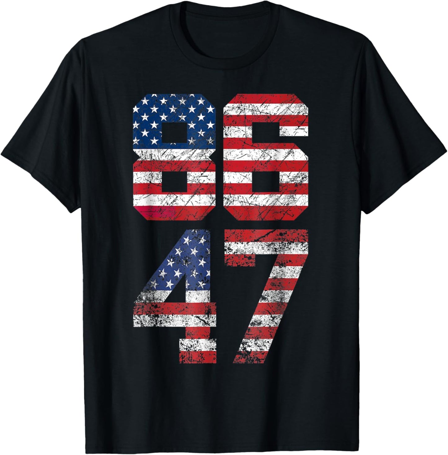 8647 Anti Trump 86 47 Retro Anti-Trump US Flag Impeach 47 US T-Shirt - T-Shirt | Black