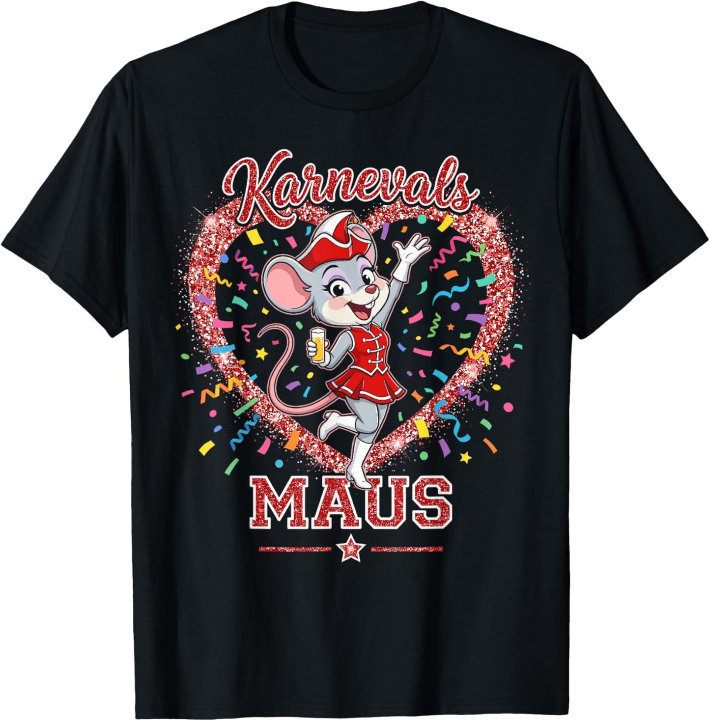 Carnival Mouse Red White Cologne Alaaf Costume Replacement T-Shirt - T-Shirt | Black