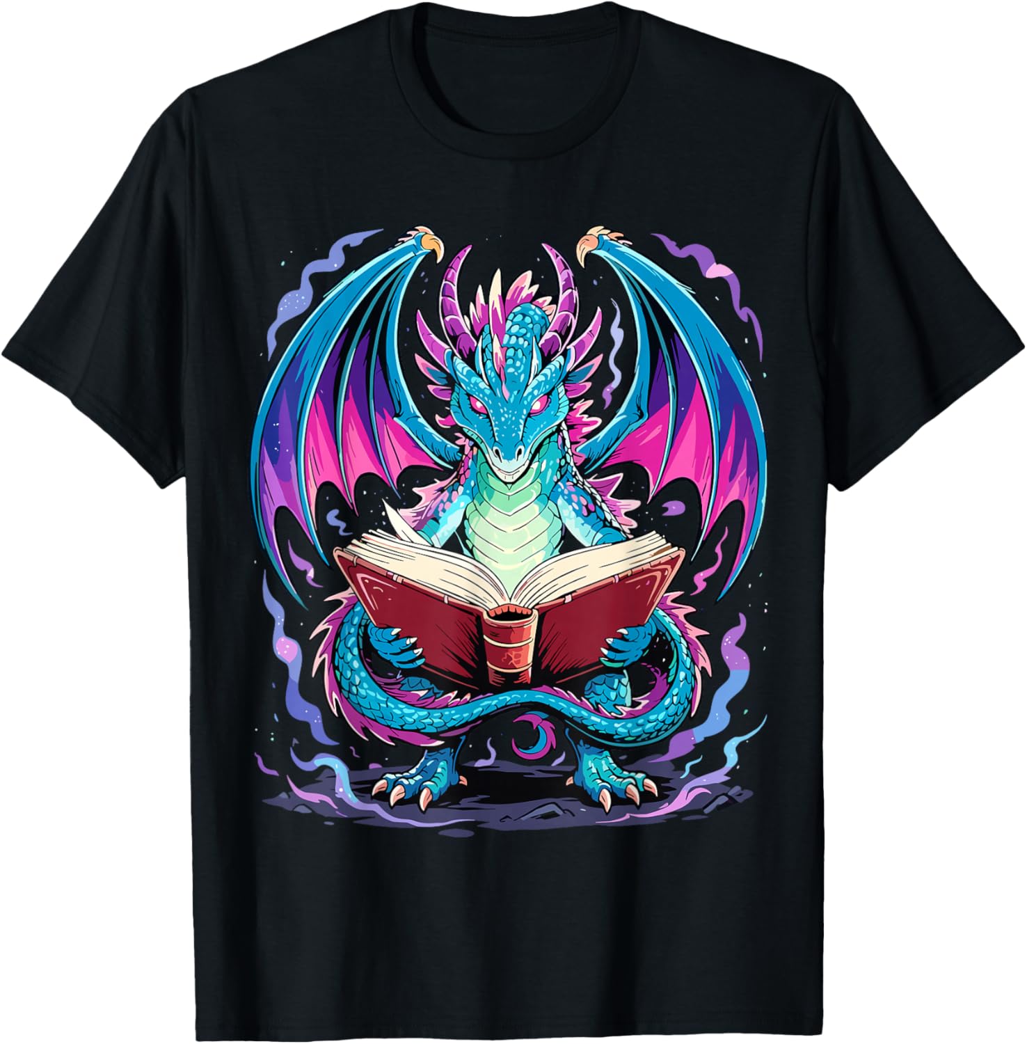 Dragon Reading Book Lover T-Shirt - T-Shirt | Black