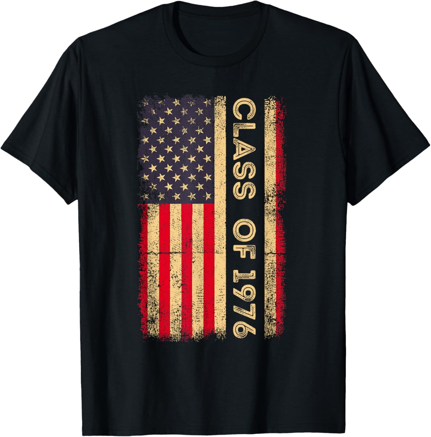 Vintage American Flag Class of 1976 Reunion Classmate Alumni T-Shirt - T-Shirt | Black