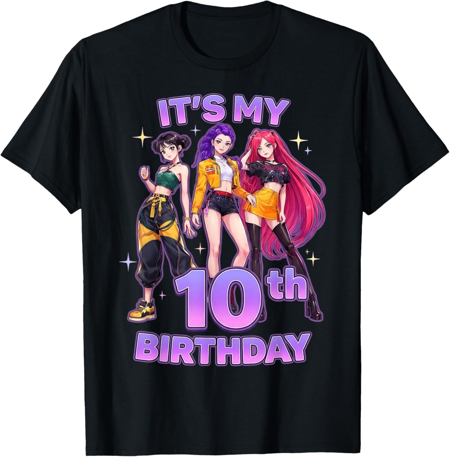 10 Years Birthday K-Pop Kids 10th Birthday Girl K-Pop T-Shirt - T-Shirt | Black