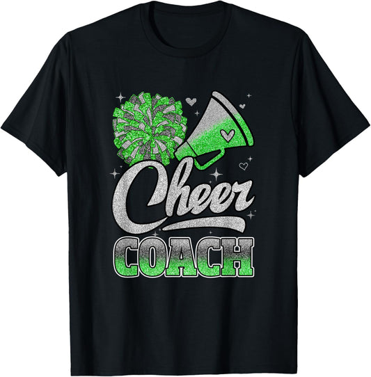 Cheer Coach Funny Cheerleader Cheerleading Green Women Girl T-Shirt - T-Shirt | Black