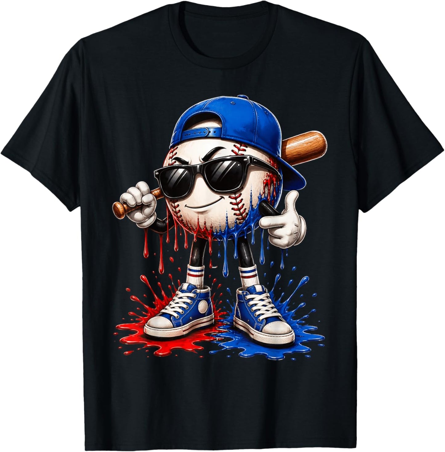 Baseball DripTee Ice Cream Drip Baseball Sport Lover T-Shirt - T-Shirt | Black
