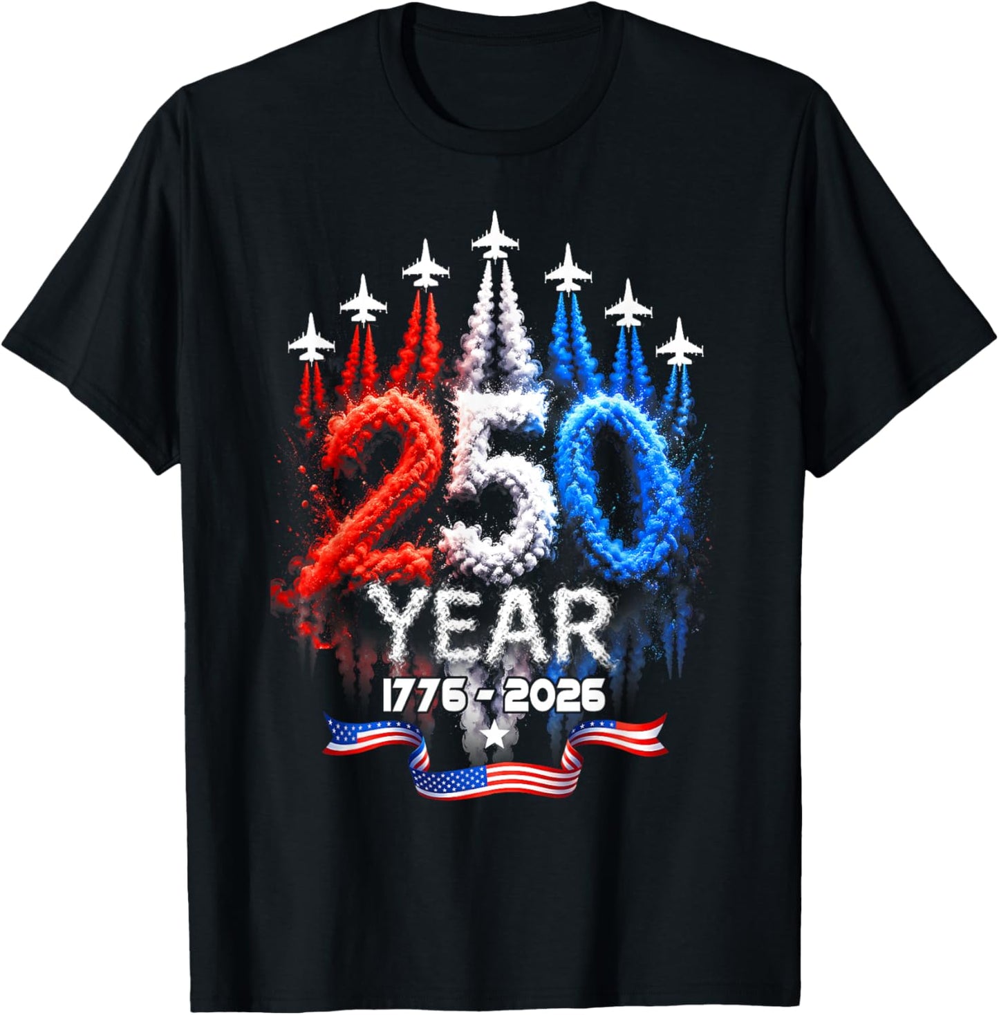 250 Years America Patriotic 4th of July 250 Anniversary USA T-Shirt - T-Shirt | Black