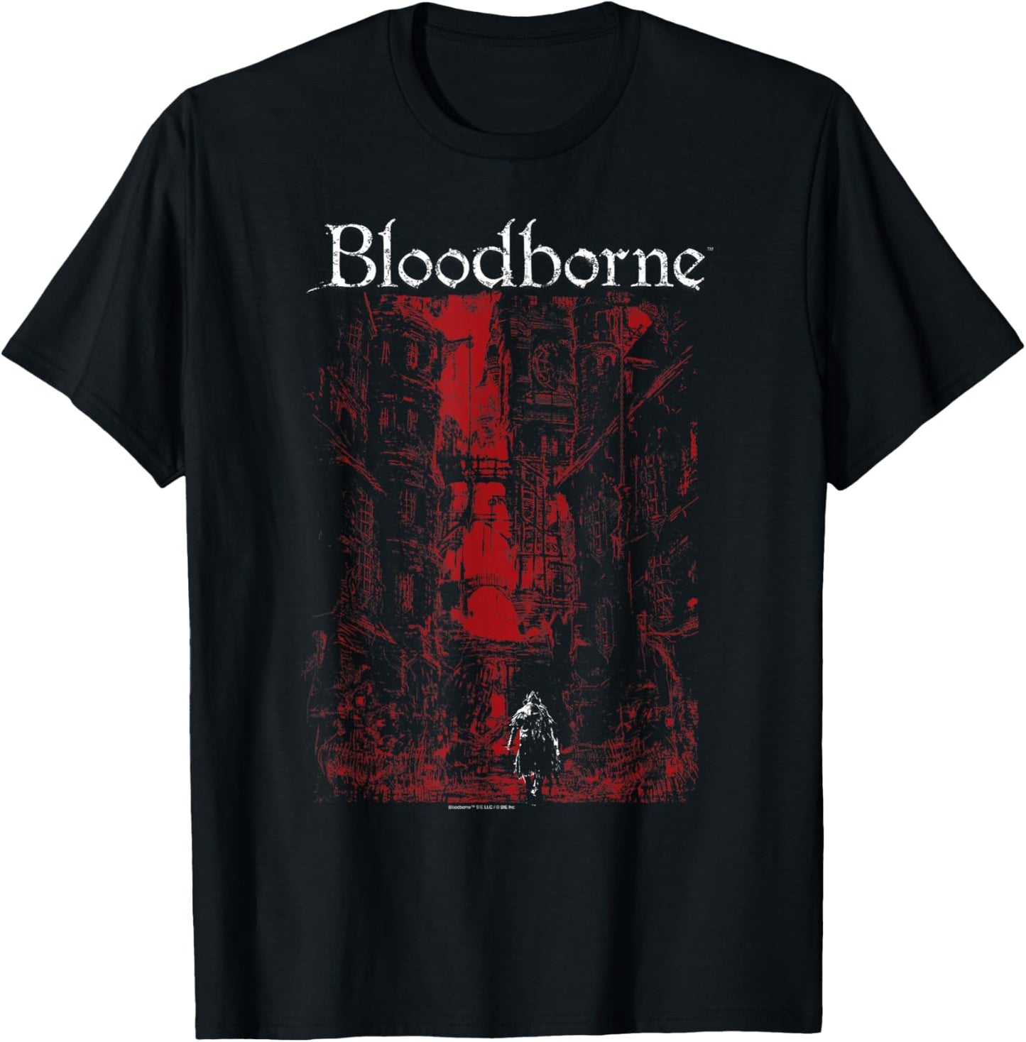 Bloodbourne Red City Background Video Game T-Shirt - T-Shirt | Black