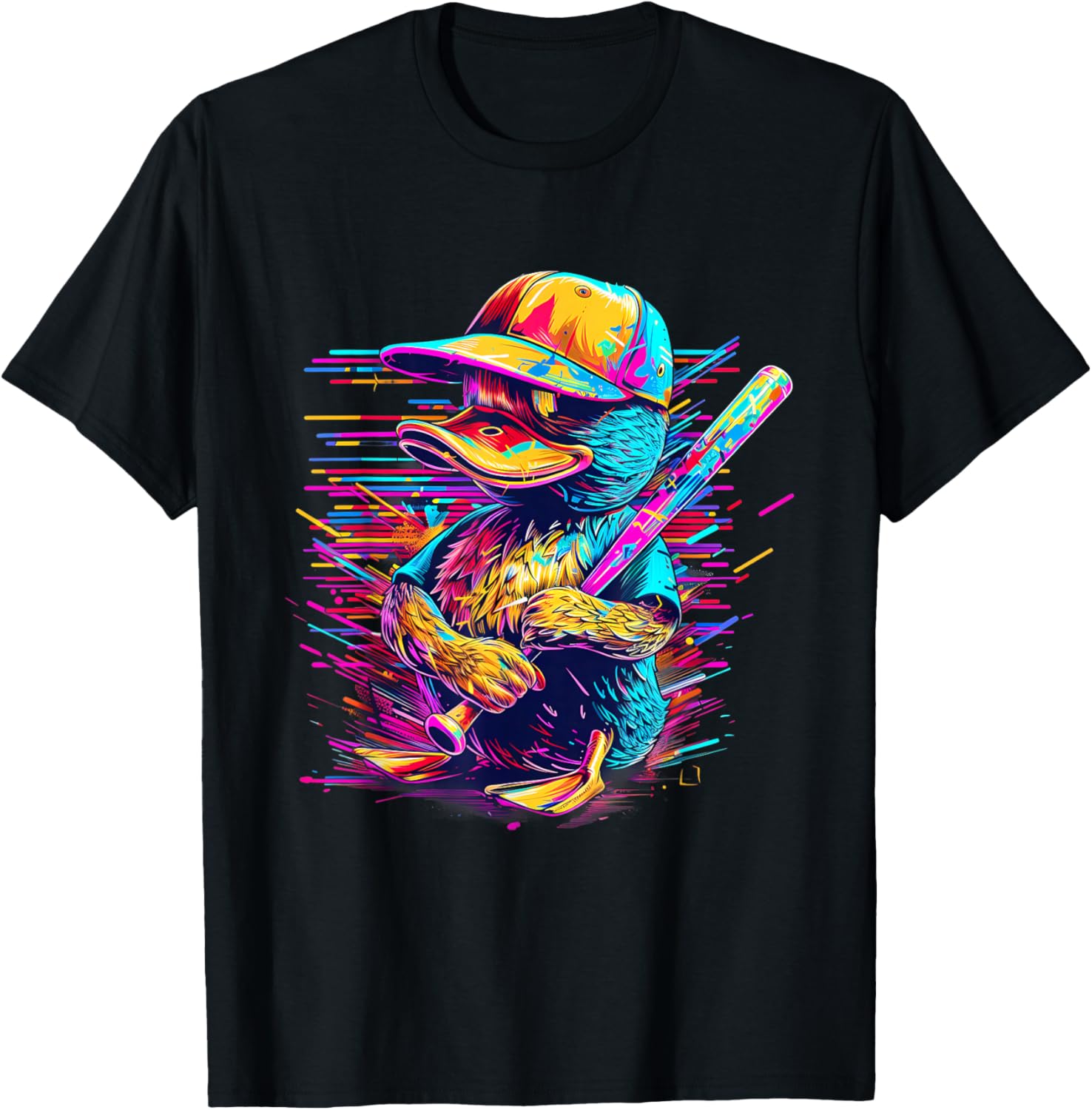 Rubber Duck Rubber Duckie Baseball Player Rubber Duck Lover T-Shirt - T-Shirt | Black