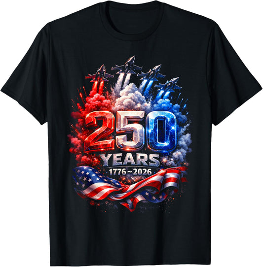 250 Years American 250th USA Patriotic 4th of July T-Shirt - T-Shirt | Black