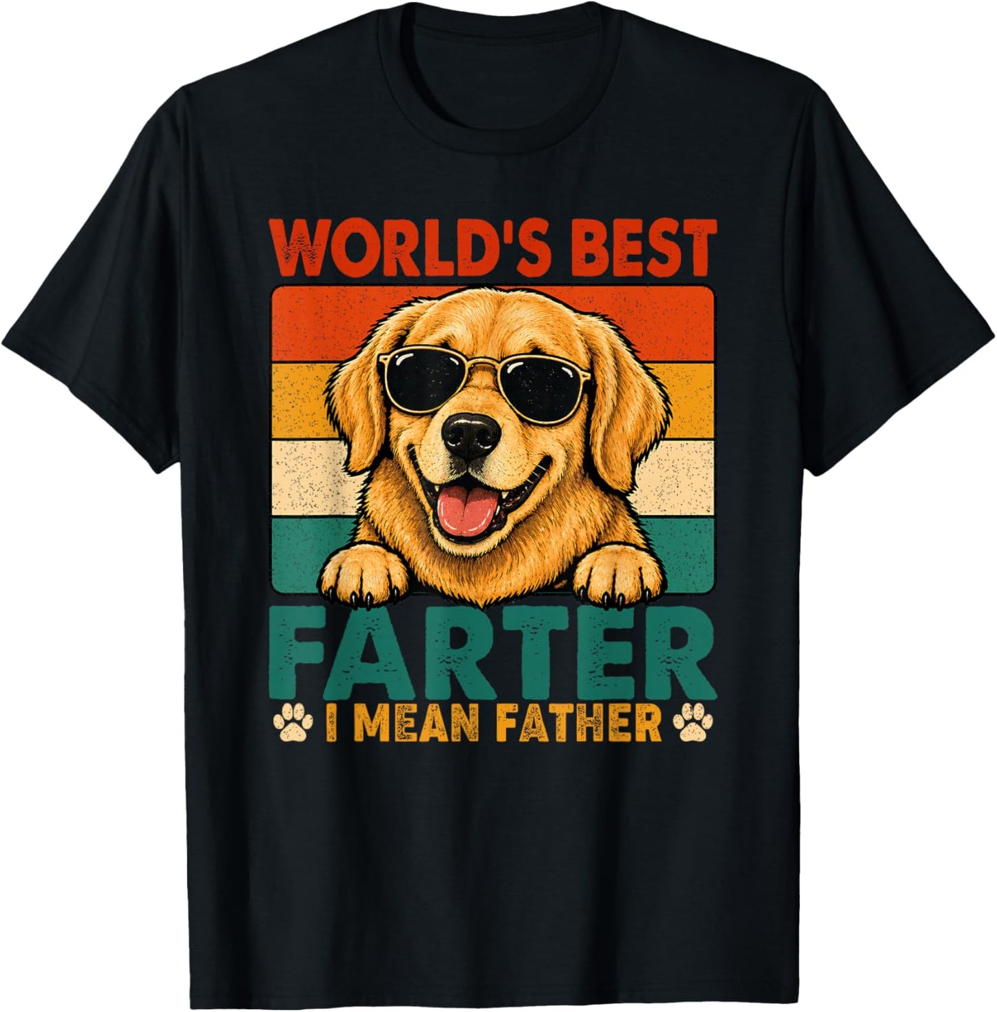 Funny World's Best Farter I Mean Father Golden Retriever Dad T-Shirt - T-Shirt | Black