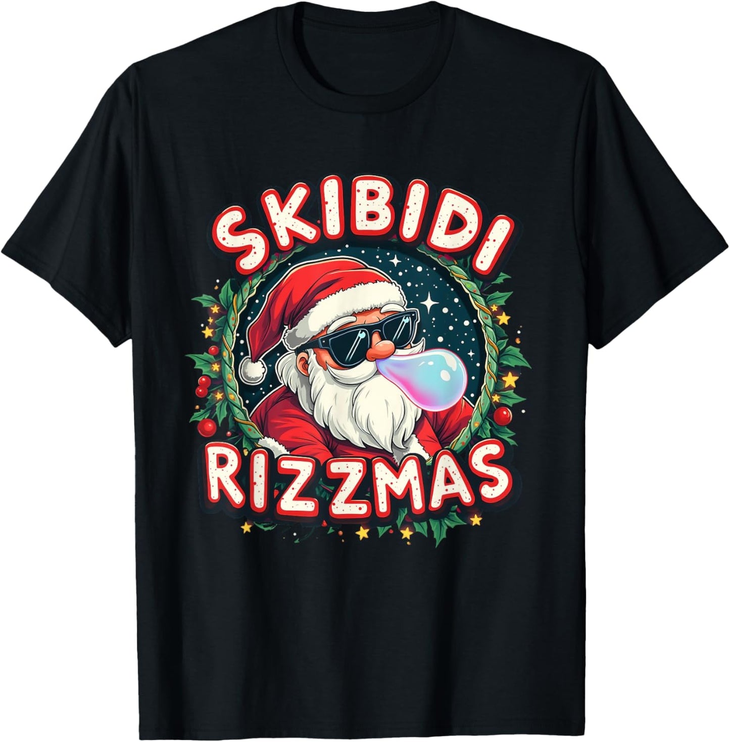 Skibidi Rizzmass Celebration Merry Christmas Funny Santa T-Shirt - T-Shirt | Black