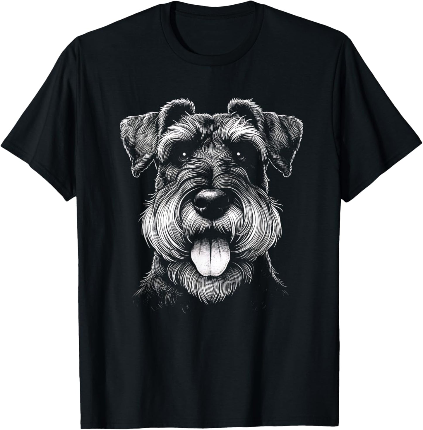 Schnauzer Dog Face Art Design And Men T-Shirt - T-Shirt | Black